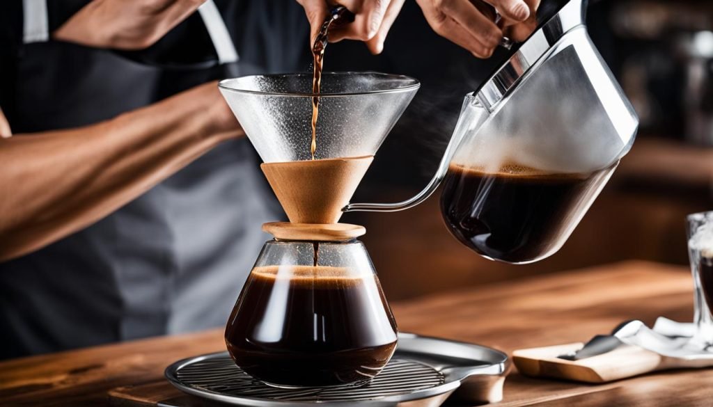 pour-over coffee preparation